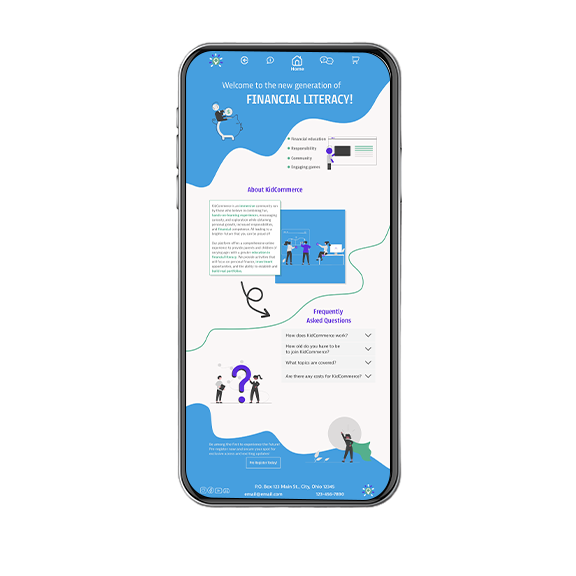 Mockup prototype of an original design for an app that gamifies financial literacy for youth