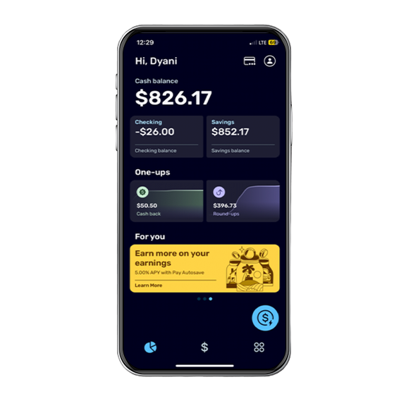 a mockup screen of the home page of the original design of OnePay