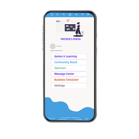 mockup of a design for Kid Commerce